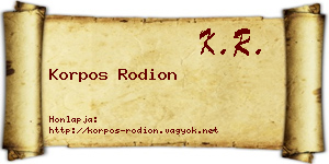 Korpos Rodion névjegykártya